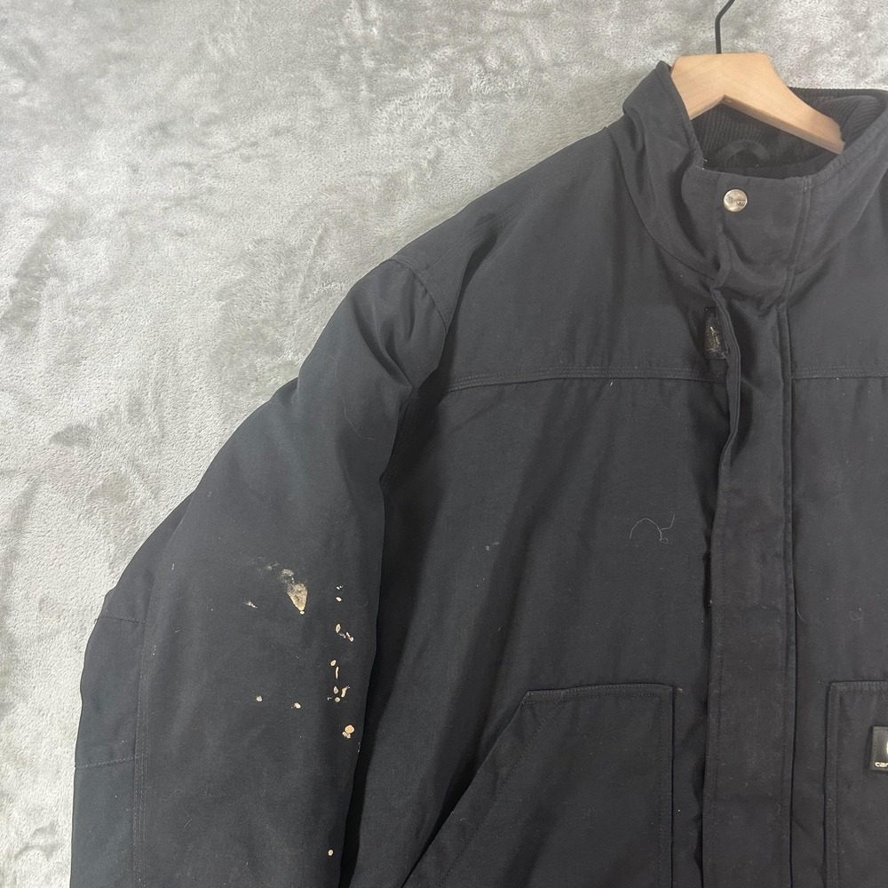 Carhartt Jacket Mens Large Black Canvas Full Zip Insulated Workwear Parka J174 - Picture 2 of 16